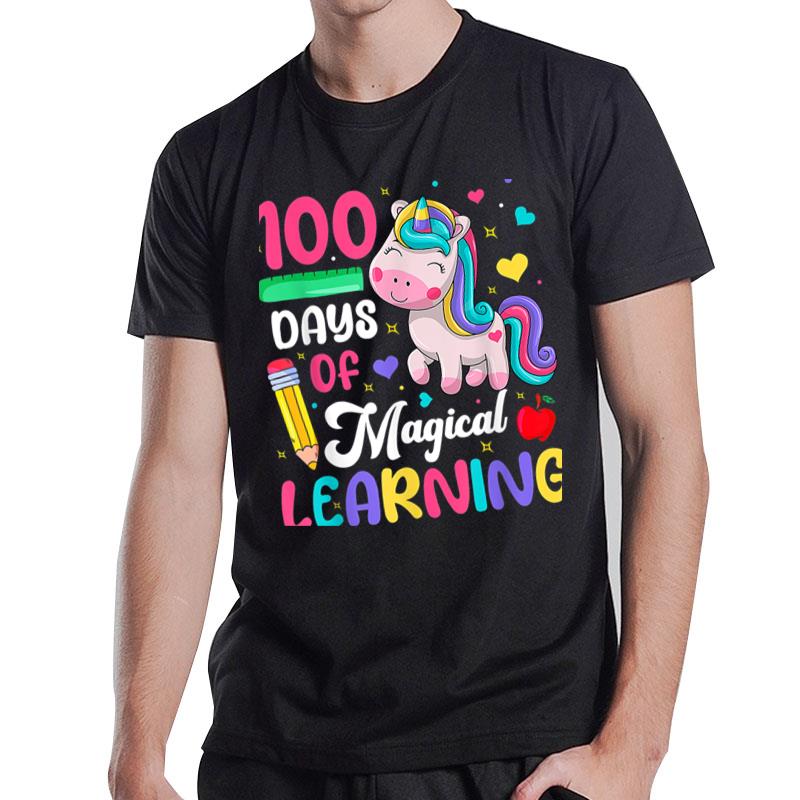 100 Days Of Magical Learning 100Th Day Of School Unicorn T-Shirt