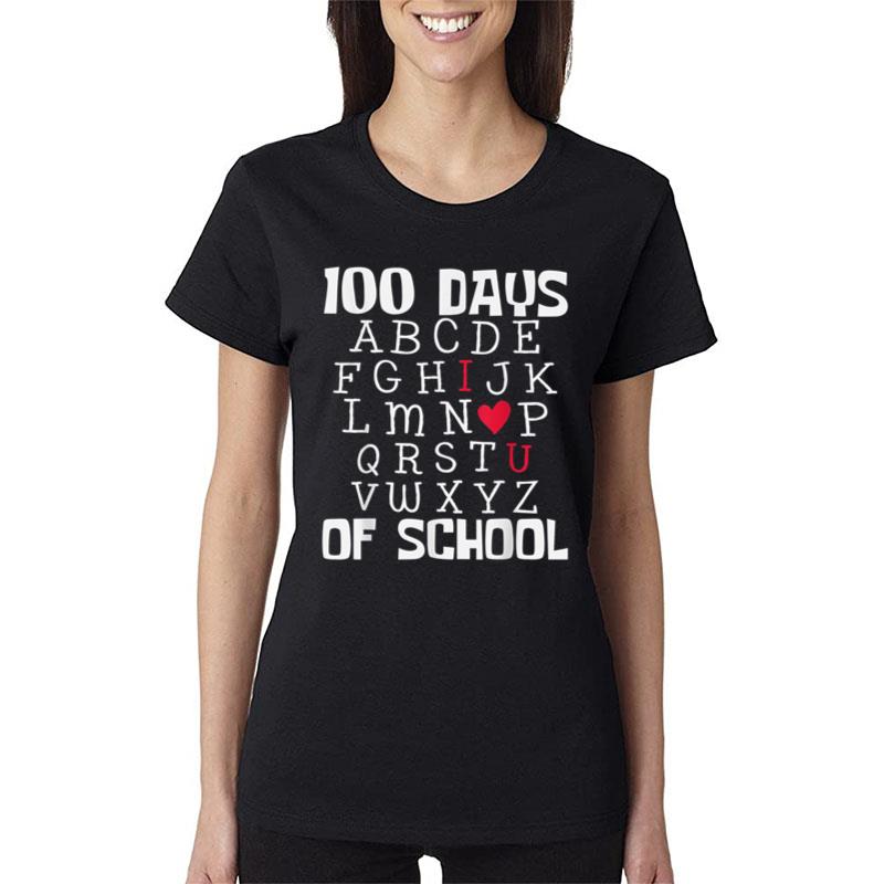 100 Days Of School Alphabet 100Th Day Teacher Student Kids Ver 1 Women T-Shirt