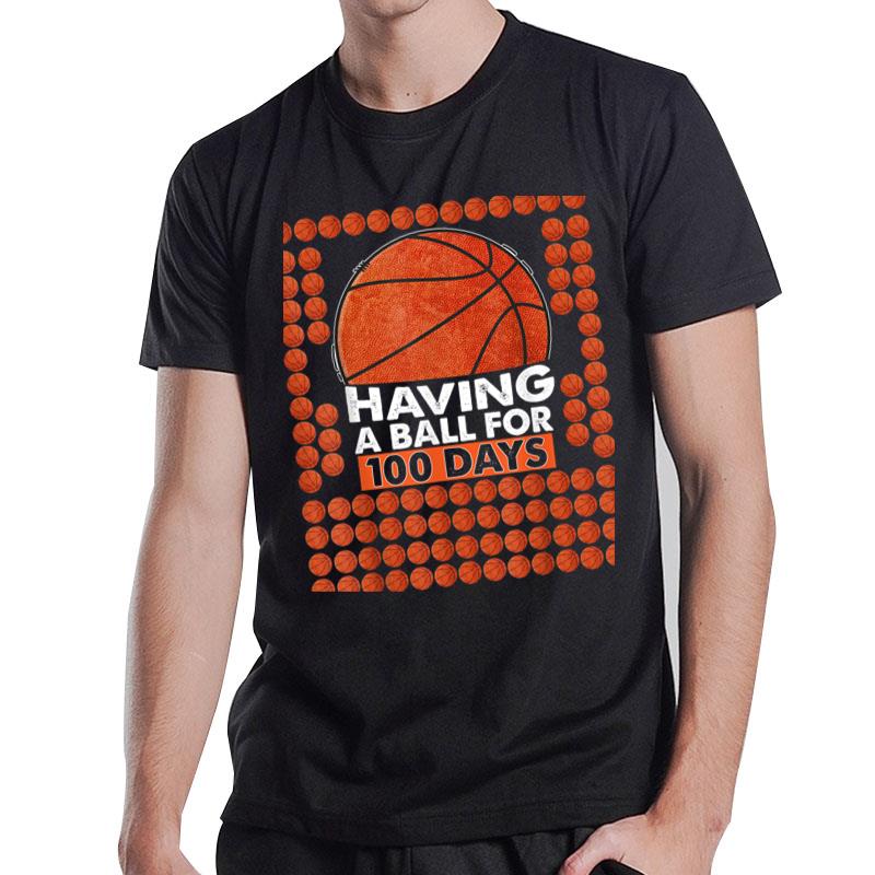 100 Days Of School Basketball 100Th Day Balls For Boys Kids T-Shirt