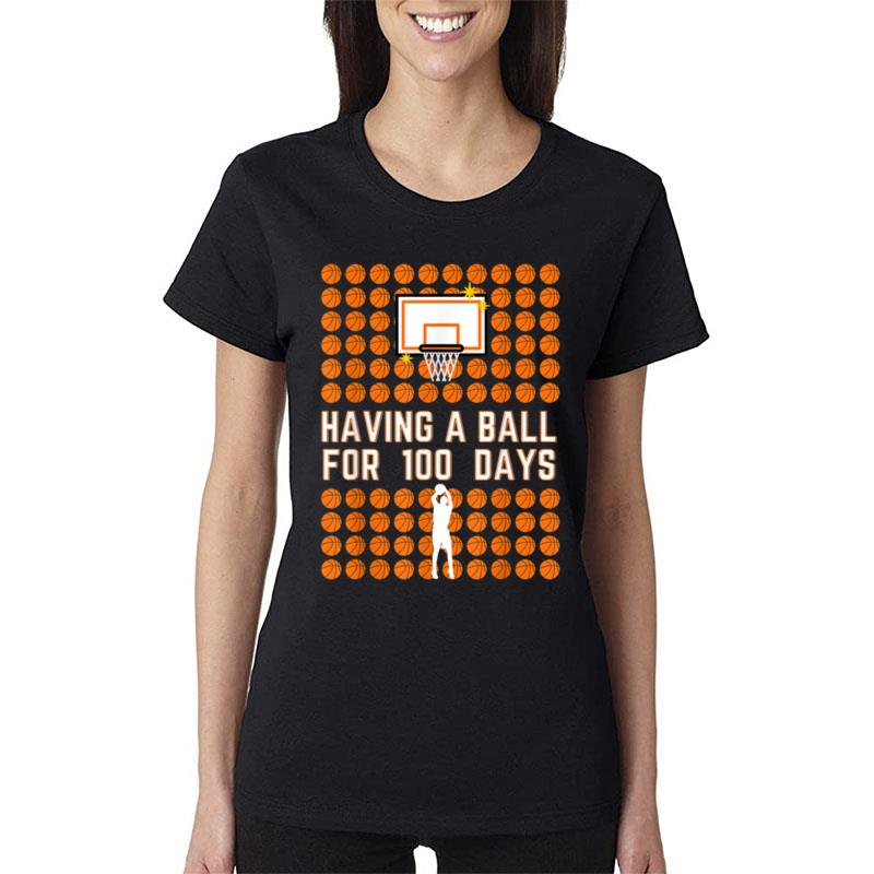 100 Days Of School Basketball 100Th Days Of School Women T-Shirt