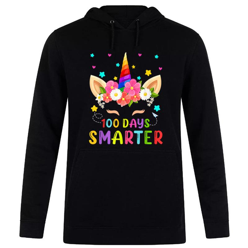 100 Days Of School  Cute Unicorn Girls 100 Days Smarter Hoodie