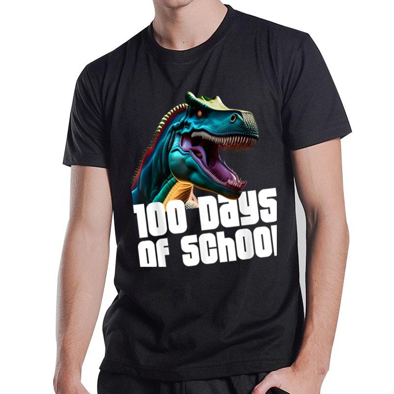 100 Days Of School T Rex Dino Boys Kids Students T-Shirt