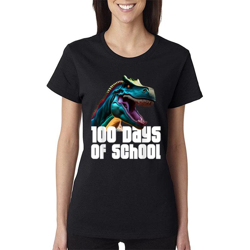 100 Days Of School T Rex Dino Boys Kids Students Women T-Shirt