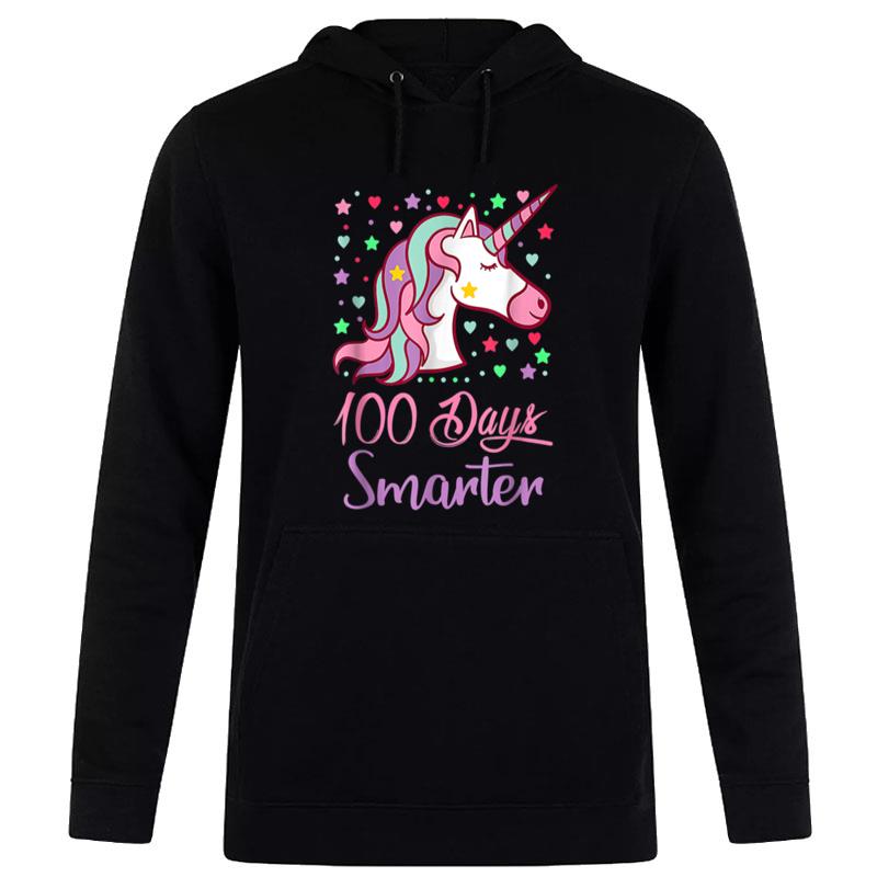 100 Days Smarter Women Girls Unicorn 100Th Day Of School Hoodie