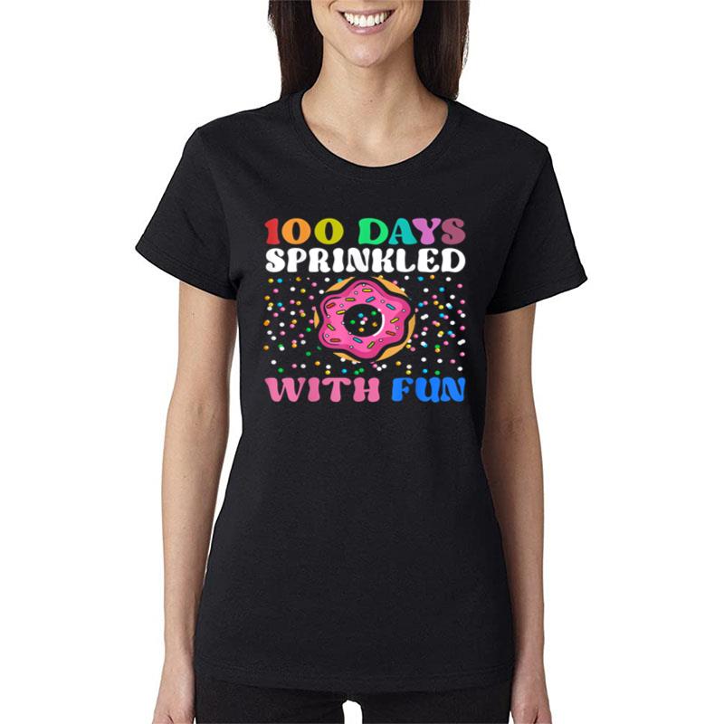 100 Days Sprinkled With Fun Happy 100Th Day Of School Groovy Women T-Shirt