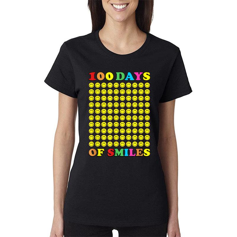 100 Days Of Smiles Teacher Girls Boys 100Th Day Of School Women T-Shirt