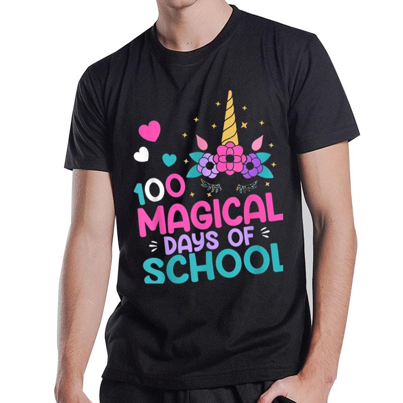 100 Magical Days Of School 100 Days Smarter Unicorn Teacher T-Shirt