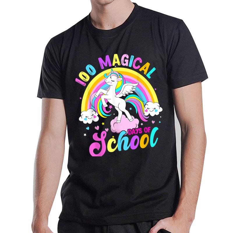 100 Magical Days Of School Unicorn Rainbow Student Teacher T-Shirt