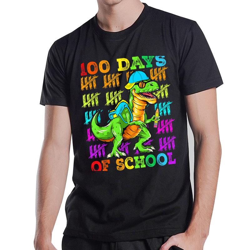 100Th Day Of School Dinosaur 100 Days Smarter T Rex T-Shirt