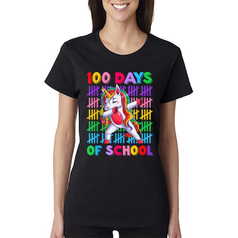 100Th Day Teacher Kids Costume Unicorn 100 Days Of School Women T-Shirt