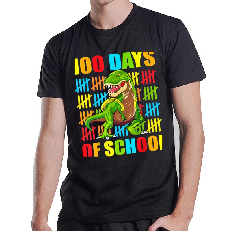 100Th Day Of School Dino Kids Happy 100 Days Dinosaur T-Rex T-Shirt