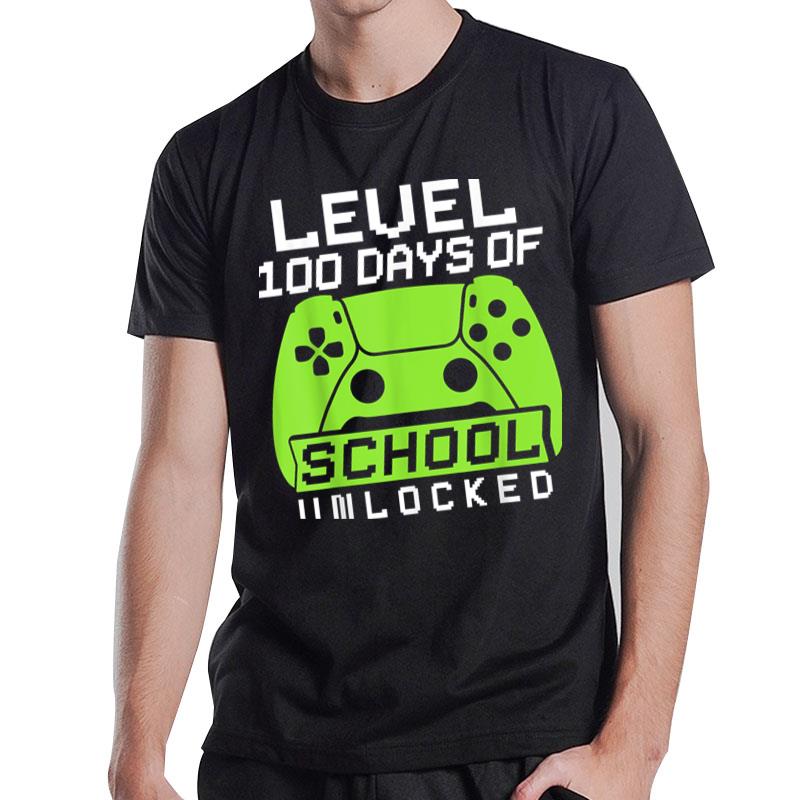 100Th Day Of School Level 100 Days Of School Unlocked Gamer T-Shirt