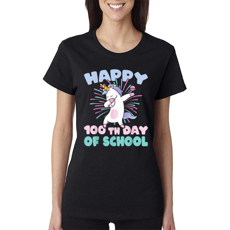 100Th Day Of School Dabbing Unicorn Women T-Shirt