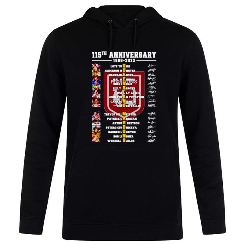 115Th Anniversary 1908 2023 Queensland Maroons Players Signatures Hoodie