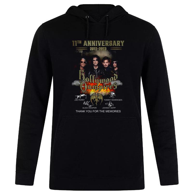 11Th Anniversary 2012 2023 Hollywood Vampires Thank You For The Memories Signatures Hoodie