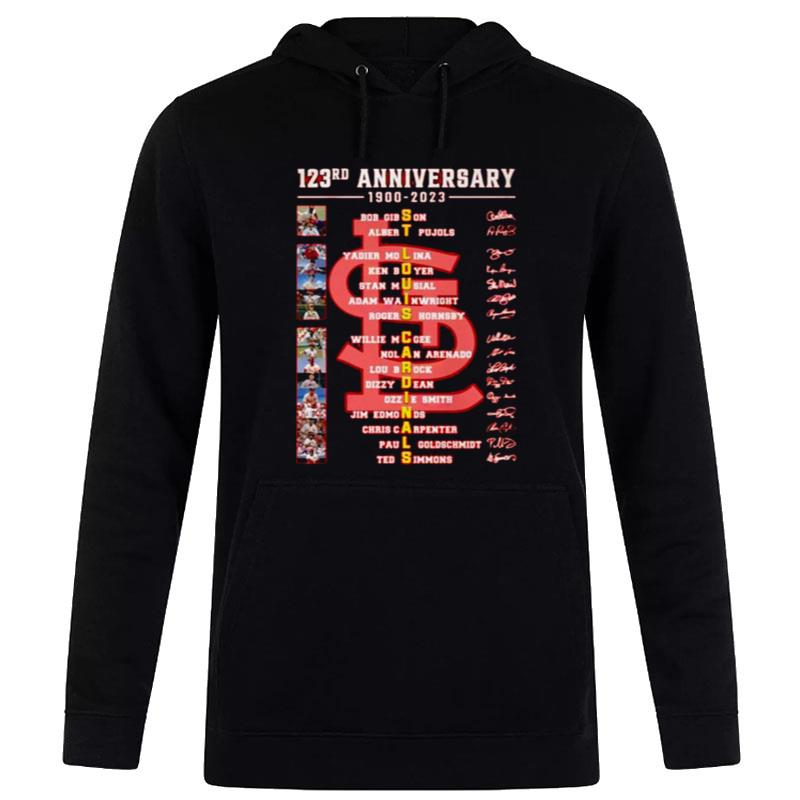 123Rd Anniversary 1900  2023 St. Louis Cardinals Thank You For The Memories Signatures Hoodie