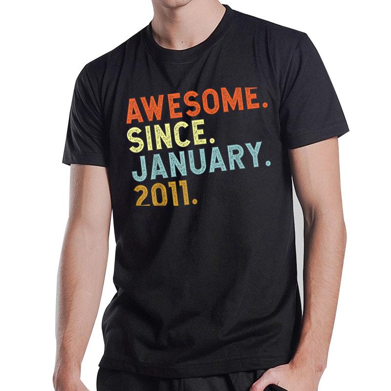 12 Years Old Awesome Since January 2011 12Th 12 Birthday T-Shirt