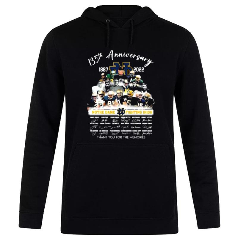 135Th Anniversary 1887 2022 Notre Dame Fighting Irish Thank You For The Memories Signatures Hoodie