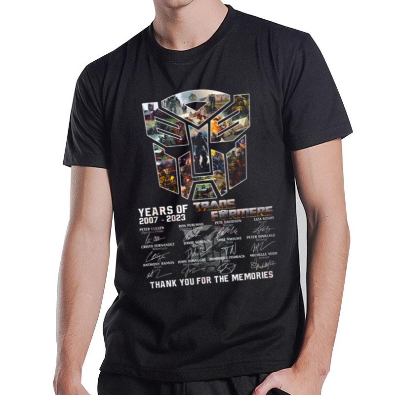 16 Years Of 2007 - 2023 Transformers Signature Thank You For The Memories T-Shirt