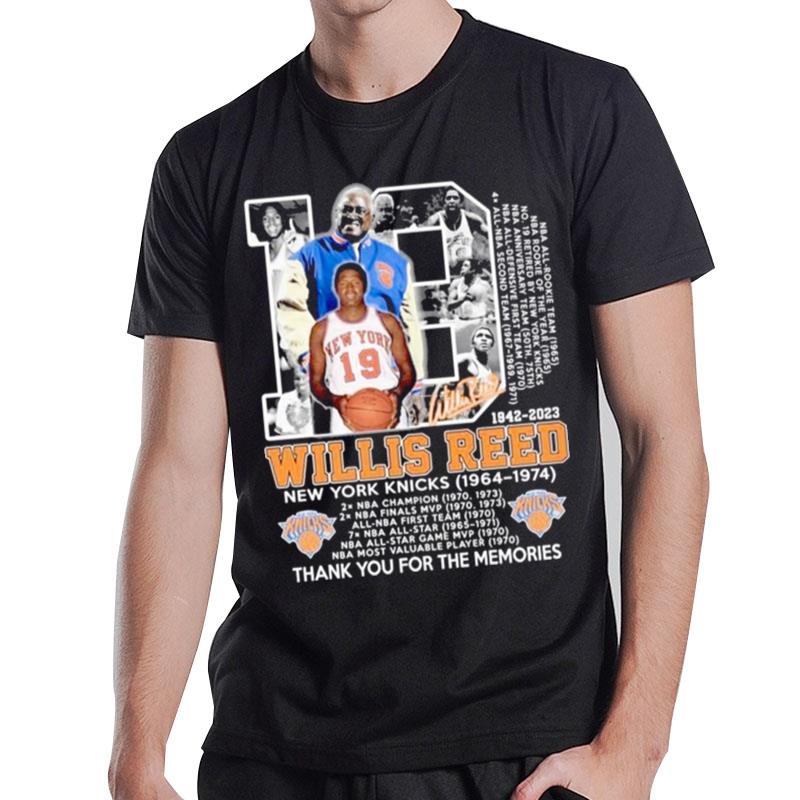 18 Year 1942 2023 Willis Reed New York Knicks Thank You For The Memories Signature T-Shirt