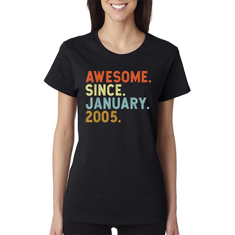 18 Years Old Awesome Since January 2005 18Th 18 Birthday Women T-Shirt