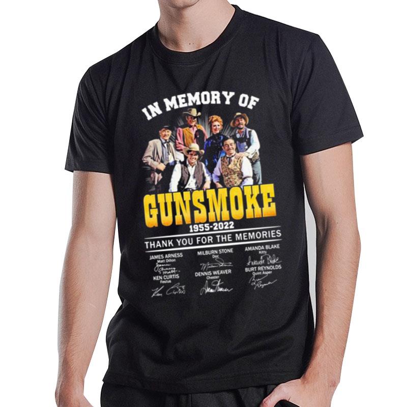 1955 2022 In Memory Of Gunsmoke Thank You For The Memories Signatures T-Shirt