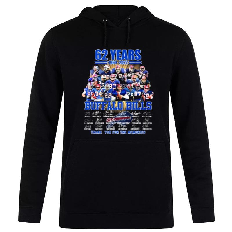 1960 2022 62 Years Buffalo Bills Thank You For The Memories Signatures Hoodie