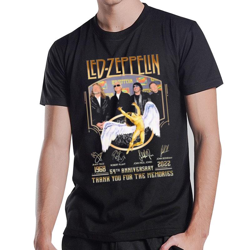 1968 2022 Led Zeppelin 54Th Anniversary Thank You For The Memories Signatures T-Shirt