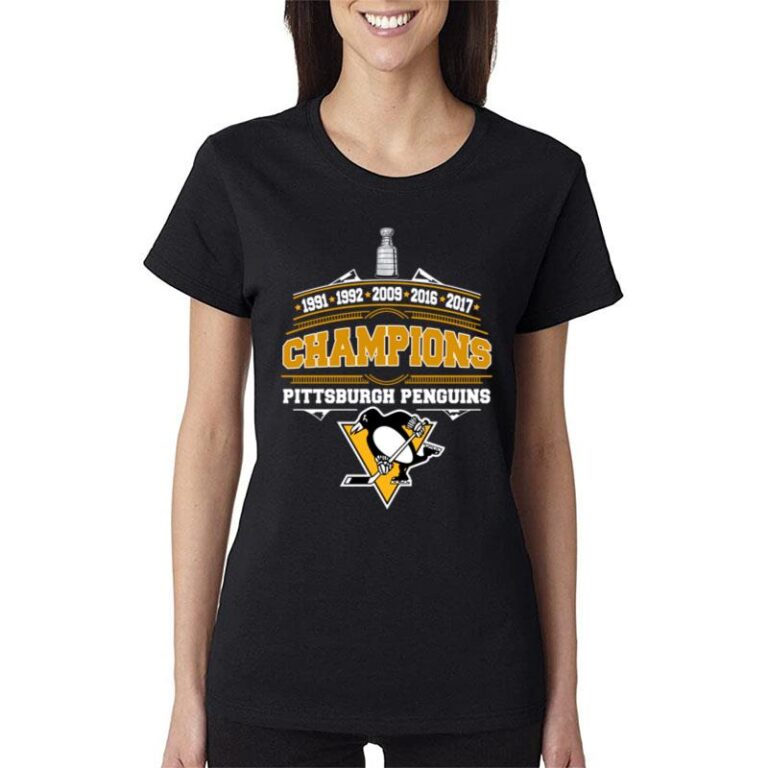 1991 1992 2009 2016 2017 Champions Pittsburgh Penguins Women T-Shirt