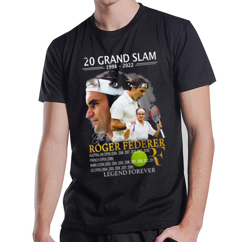 20 Grand Slam 1998 2022 Roger Federer Legend Forever Signature T-Shirt