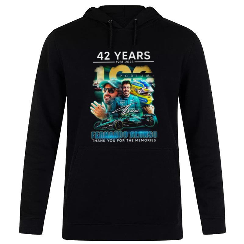 42 Years 1981 - 2023 Podiums Fernando Alonso Thank You For The Memories Signature Hoodie