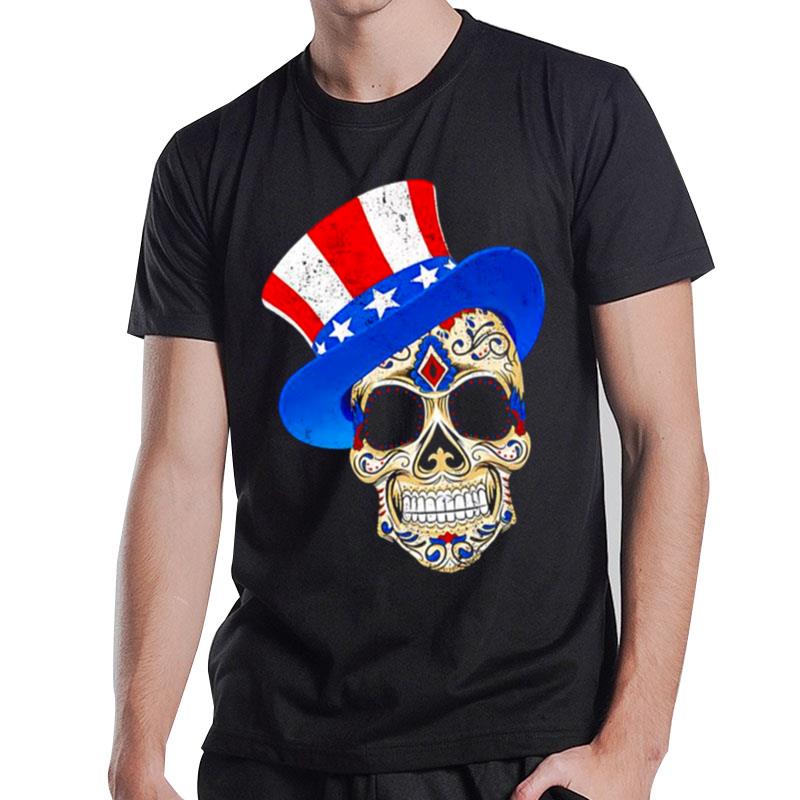 4Th Of July American Sugar Skull T-Shirt