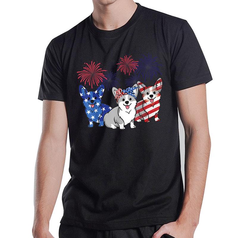 4th Of July American Flag Corgi Patriotic Dog Mens Womens T-Shirt