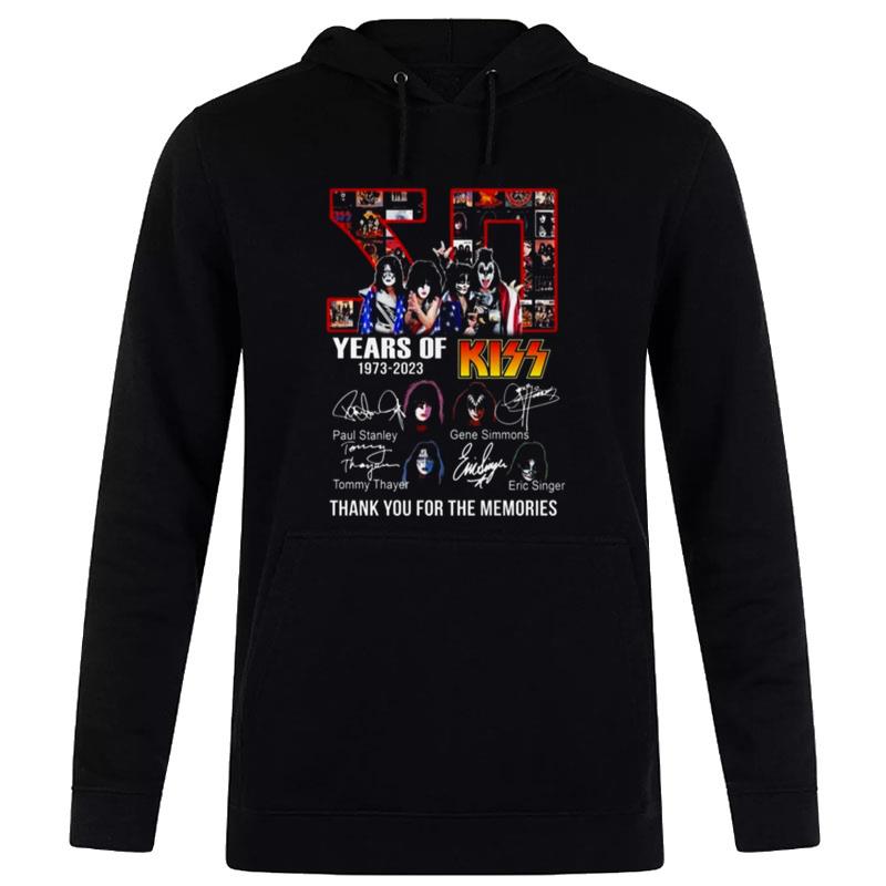 50 Years Of 1973 - 2023 Kiss Band Thank You For The Memories Signatures Hoodie