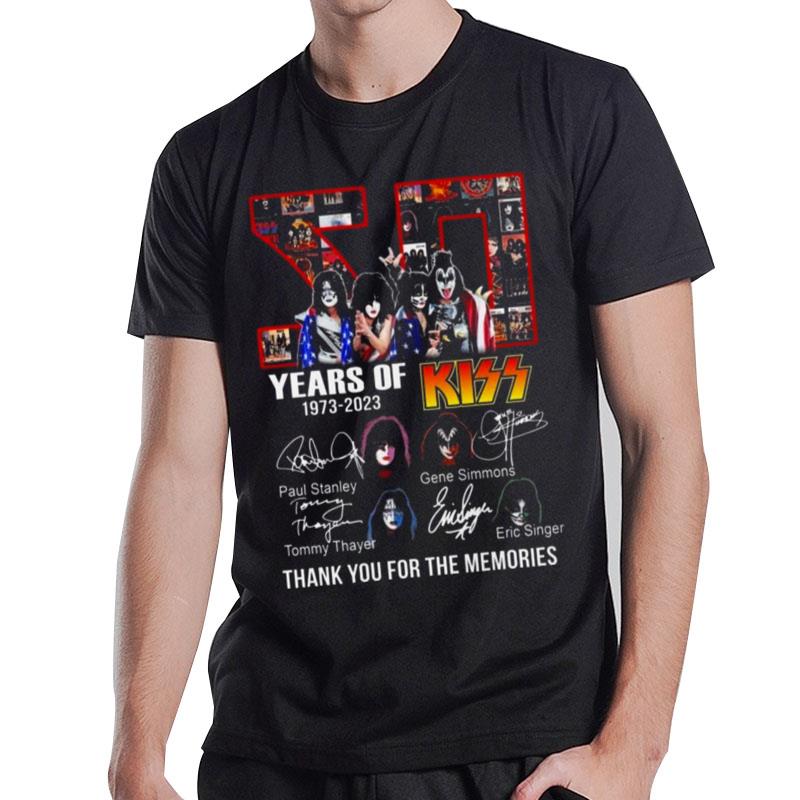 50 Years Of 1973  2023 Kiss Band Thank You For The Memories Signatures T-Shirt