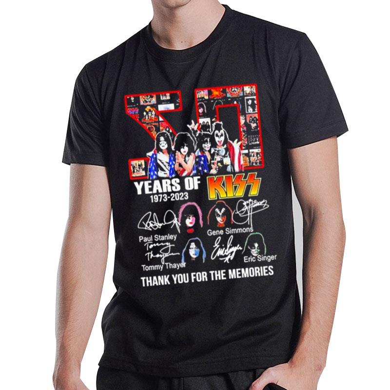 50 Years Of Kiss Rock Band 1973 2023 Thank You For The Memories Signatures T-Shirt