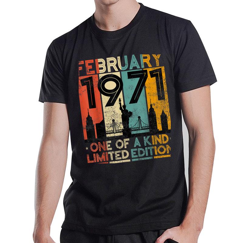 52 Years Old Vintage February 1971 Birthday Men Women 52Nd T-Shirt