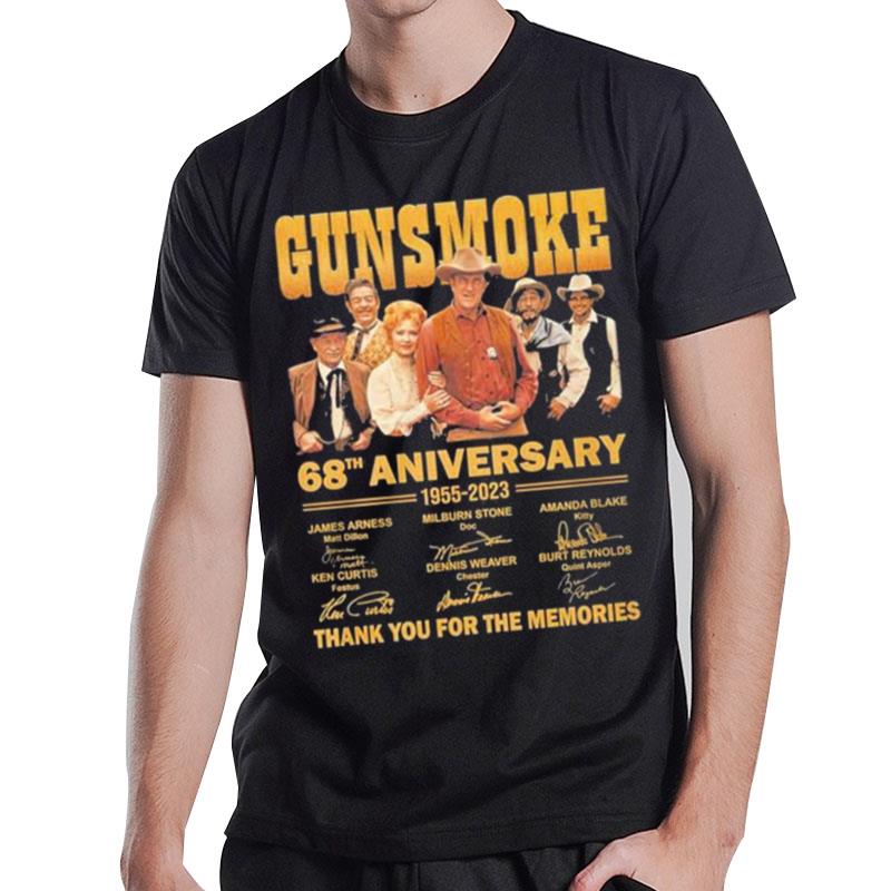 68Th Anniversary 1955 - 2023 Gunsmoke Thank You For The Memories Signatures T-Shirt