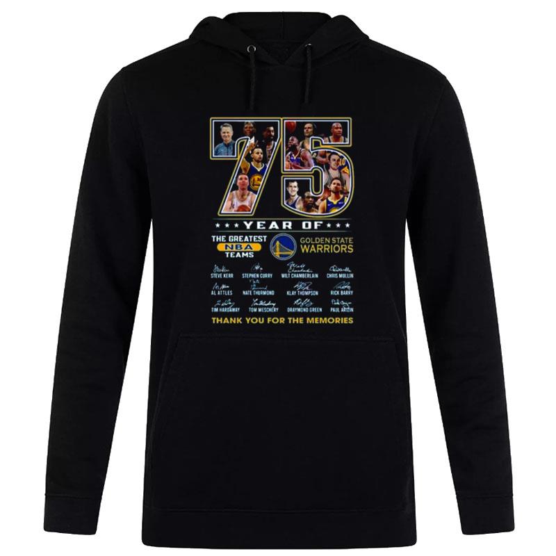 77 Years Of 1946 - 2023 Golden State Warriors Thank You For The Memories Signatures Hoodie