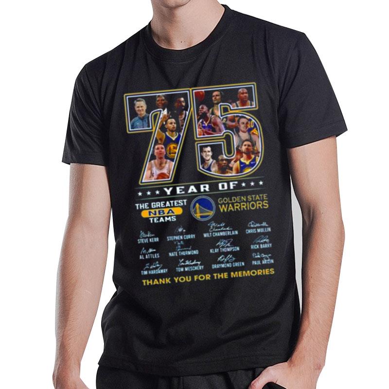 77 Years Of 1946 - 2023 Golden State Warriors Thank You For The Memories Signatures T-Shirt