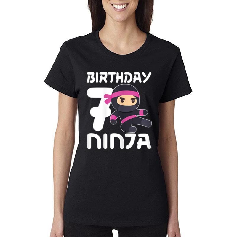 7Th Birthday Ninja Seven 7 Year Old Girl Women T-Shirt