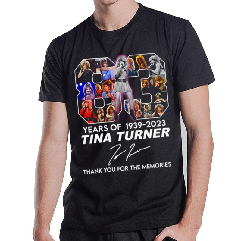 83 Years Of 1939 - 2023 Tina Turner Thank You For The Memories Signature T-Shirt