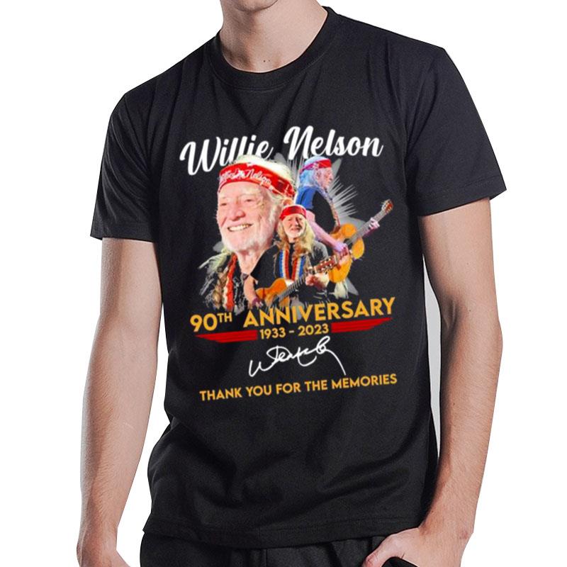 90Th Anniversary 1933 - 2023 Willie Nelson Thank You For The Memories Signatures T-Shirt