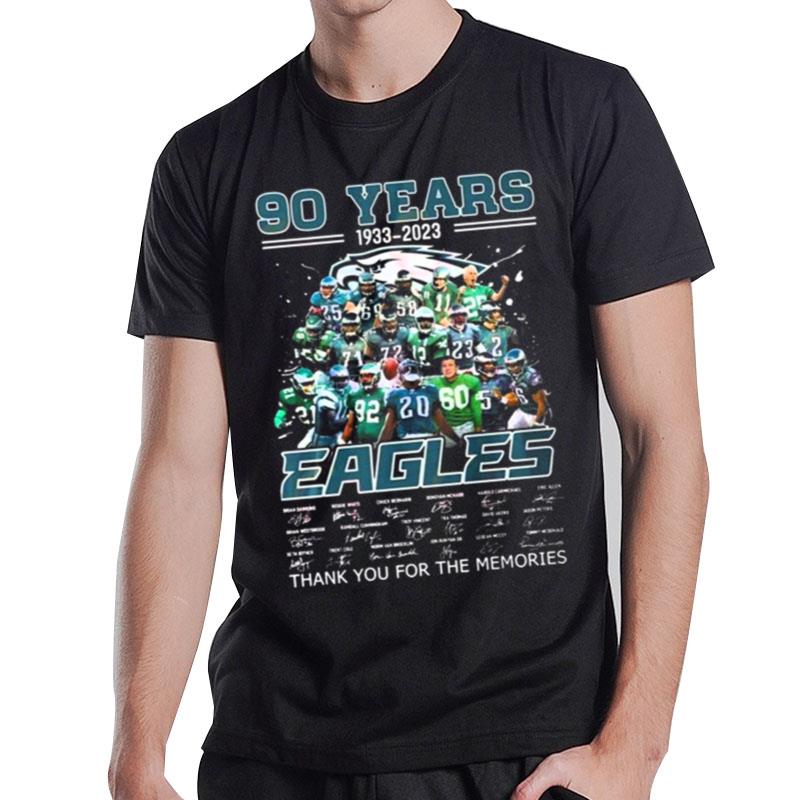 90 Years 1933 - 2023 Philadelphia Eagles Thank You For The Memories Signatures T-Shirt