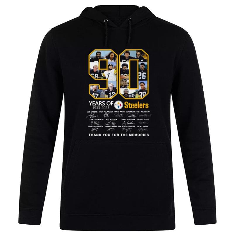 90 Years Of 1933 - 2023 Steelers Thank You For The Memories Signatures Hoodie