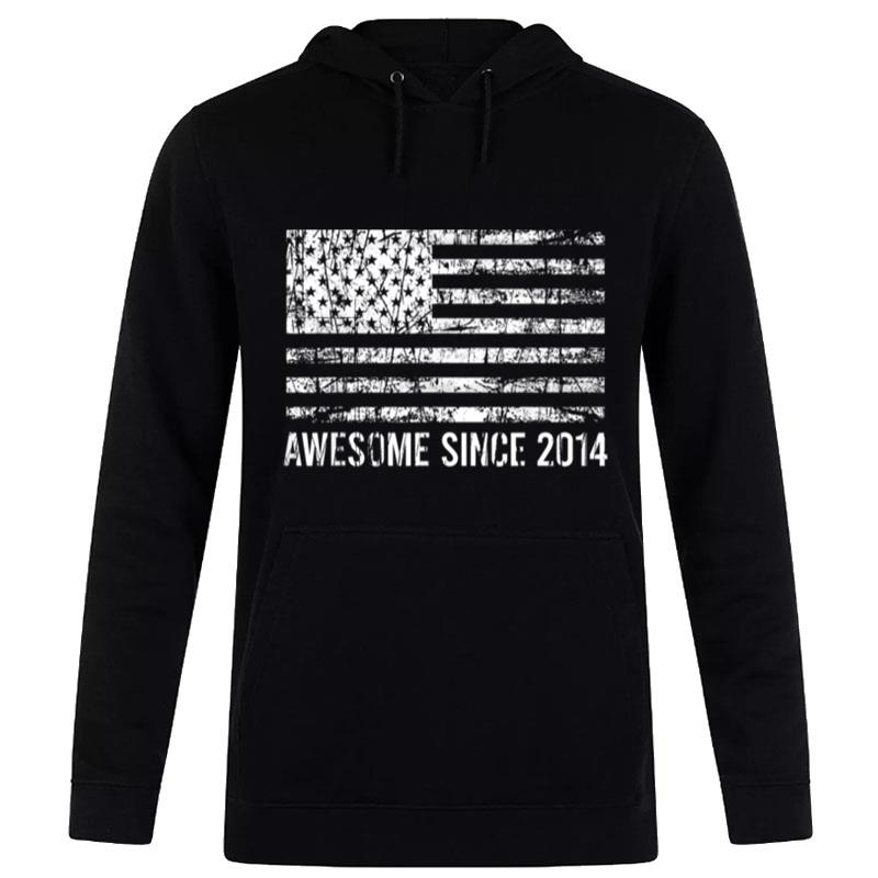 9Th Birthday Vintage Usa Flag Awesome Since 2014 Hoodie