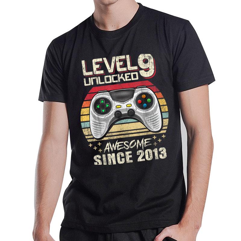 9 Year Old Boy Level 9 Unlocked Awesome T-Shirt