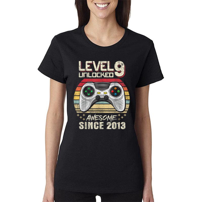 9 Year Old Boy Level 9 Unlocked Awesome Women T-Shirt