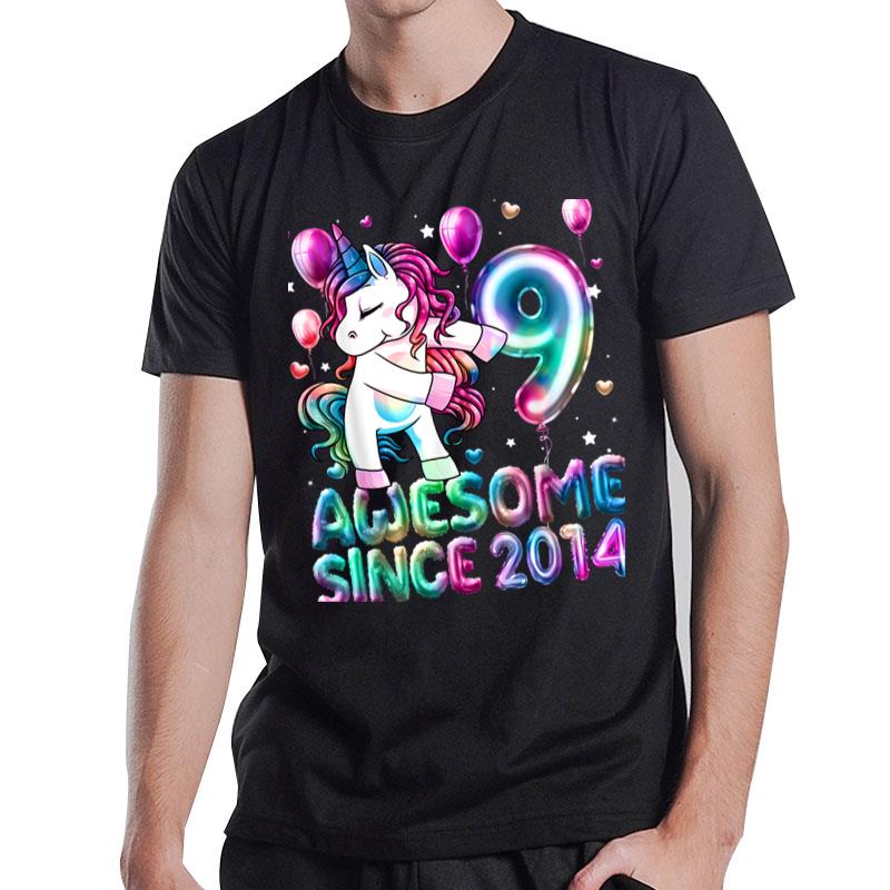 9 Years Old Unicorn Flossing 9Th Birthday Girl Unicorn Party T-Shirt