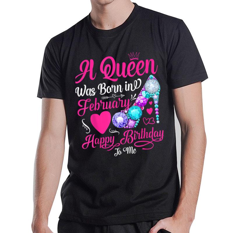 A Queen Was Born In February Happy Birthday To Me Women Girl T-Shirt